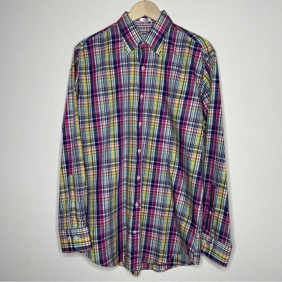 Peter Millar Multi Color Plaid Button Down Dress Shirt - Picture 1 of 8